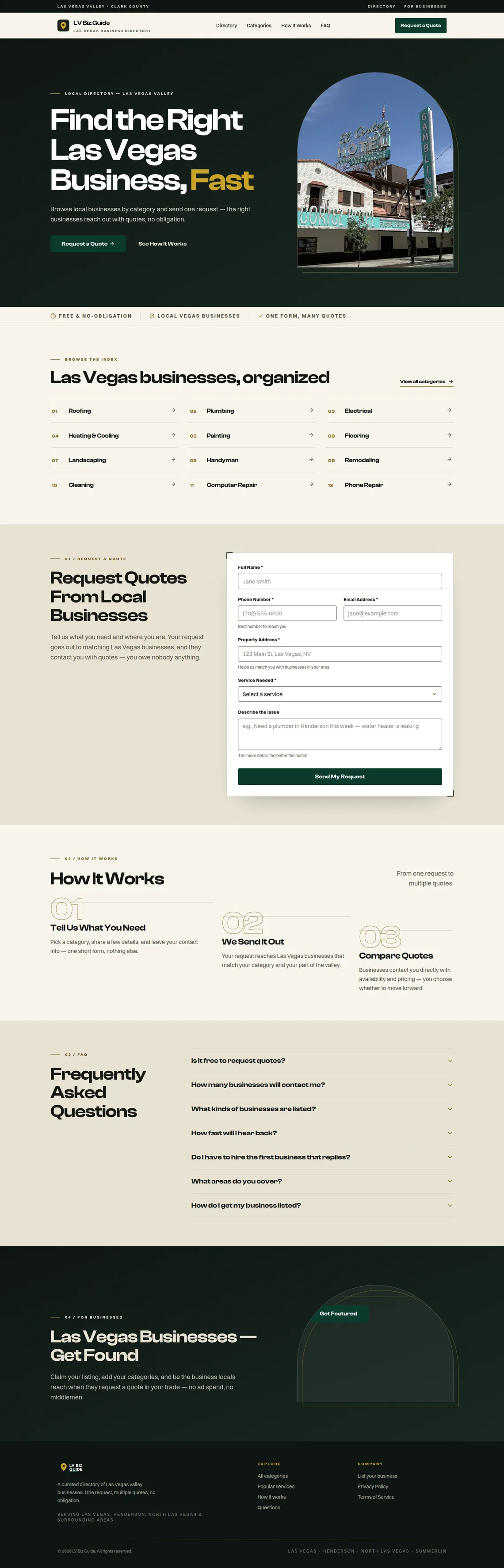 LV Biz Guide Home page at desktop width