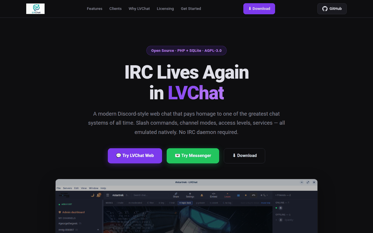 LVChat chat application interface